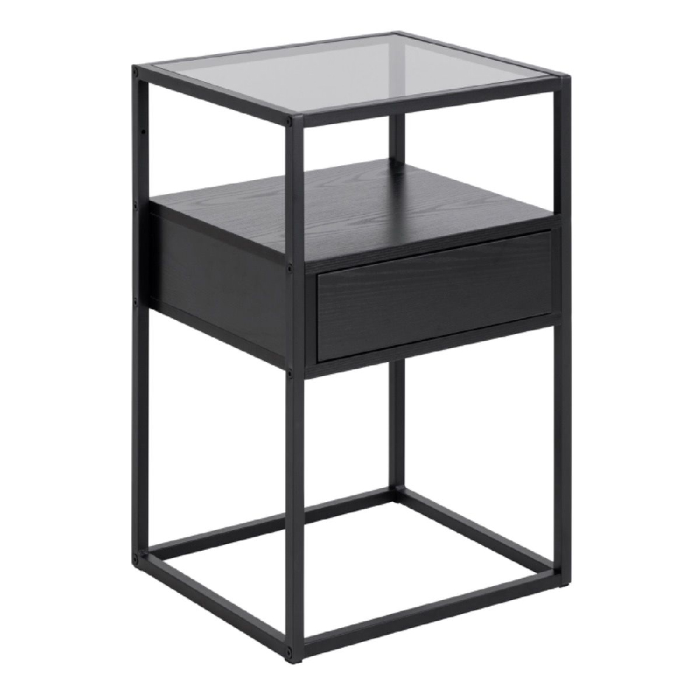 Read more about Regina wooden bedside cabinet with metal frame in black