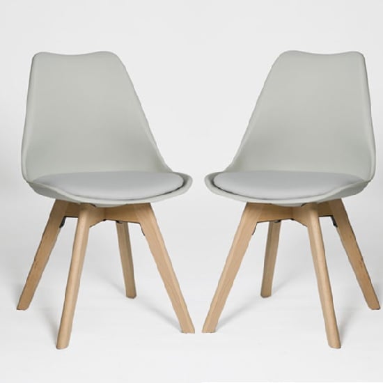 Read more about Regis dining chair in grey with wooden legs in a pair