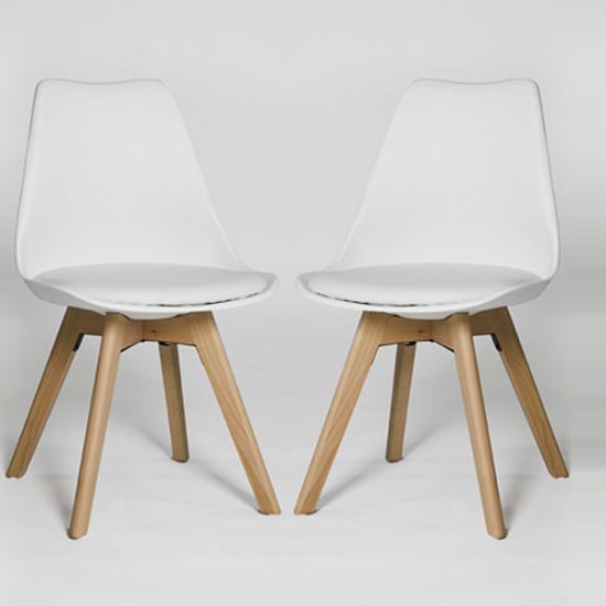 Regis Set Of 4 Dining Chairs In White With Wooden Legs