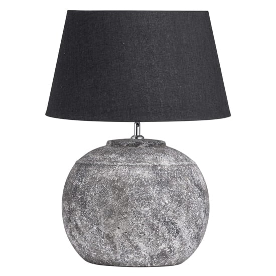 Reglan Ceramic Table Lamp In Aged Stone With Black Shade