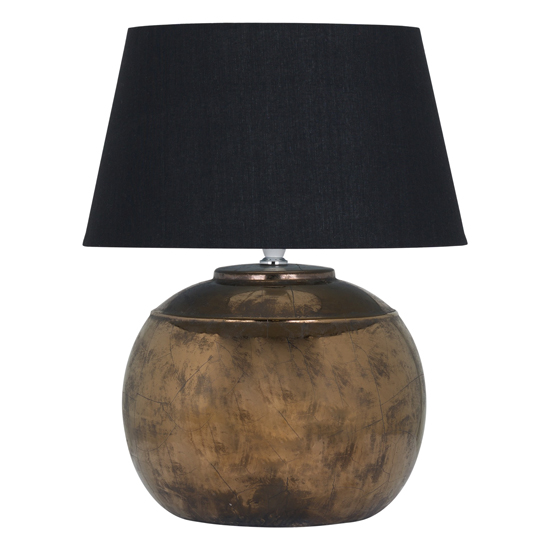 Reglan Metallic Ceramic Table Lamp In Bronze With Black Shade