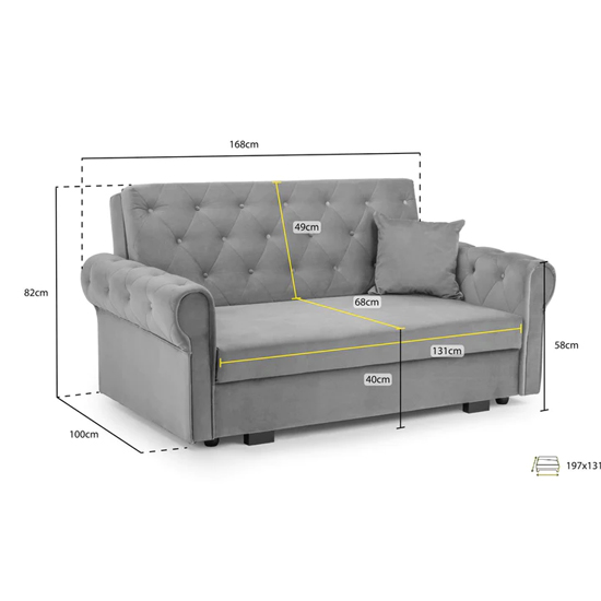 Rehovot Plush Velvet 2 Seater Sofa Bed In Blue_3