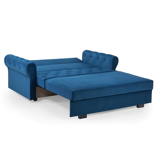Rehovot Plush Velvet 2 Seater Sofa Bed In Blue_4