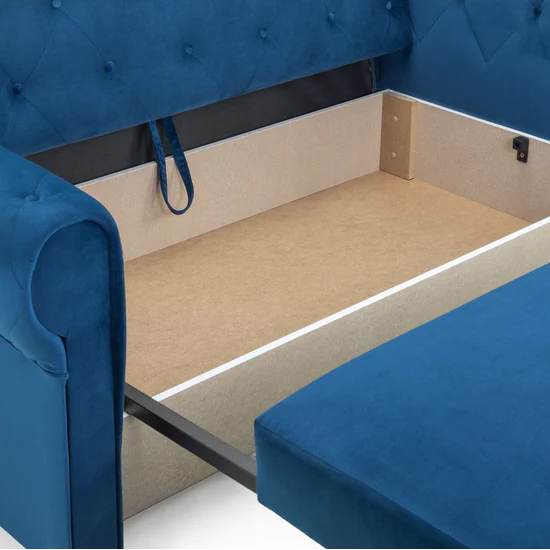 Rehovot Plush Velvet 2 Seater Sofa Bed In Blue_5