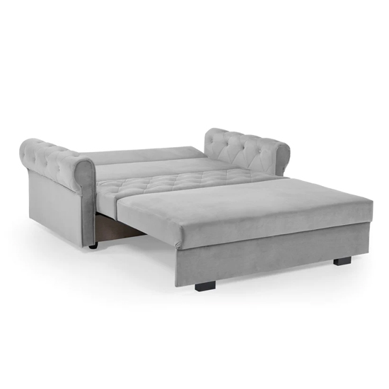 Rehovot Plush Velvet 2 Seater Sofa Bed In Grey_5