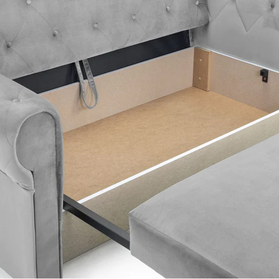 Rehovot Plush Velvet 2 Seater Sofa Bed In Grey_6