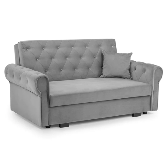 Rehovot Plush Velvet 2 Seater Sofa Bed In Grey_1