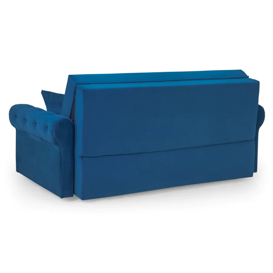 Rehovot Plush Velvet 3 Seater Sofa Bed In Blue_2