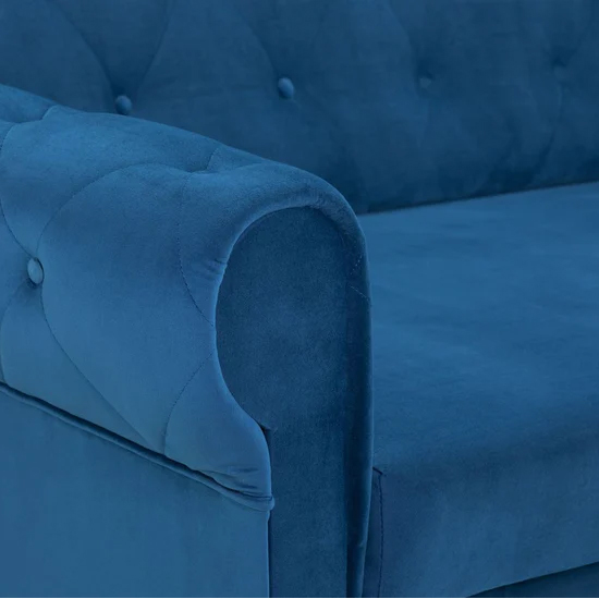 Rehovot Plush Velvet 3 Seater Sofa Bed In Blue_6