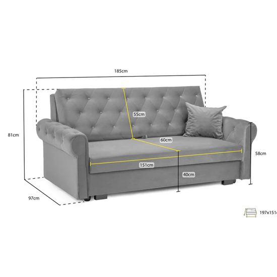 Rehovot Plush Velvet 3 Seater Sofa Bed In Green_3