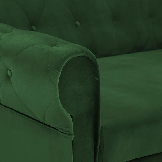 Rehovot Plush Velvet 3 Seater Sofa Bed In Green_6