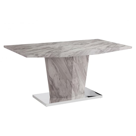 Reilly Marble Effect Dining Table With Stainless Steel Base
