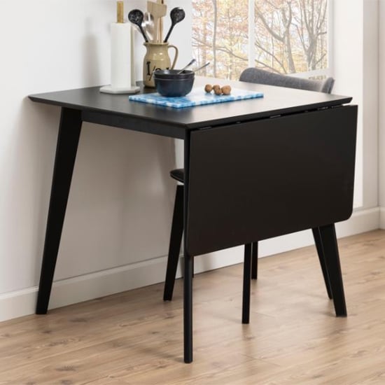 Product photograph of Reims Extending Wooden Dining Table In Matt Black from Furniture in Fashion