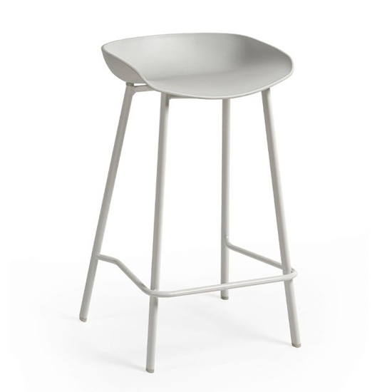 Reims Grey Plastic Bar Stool With Metal Legs In Pair