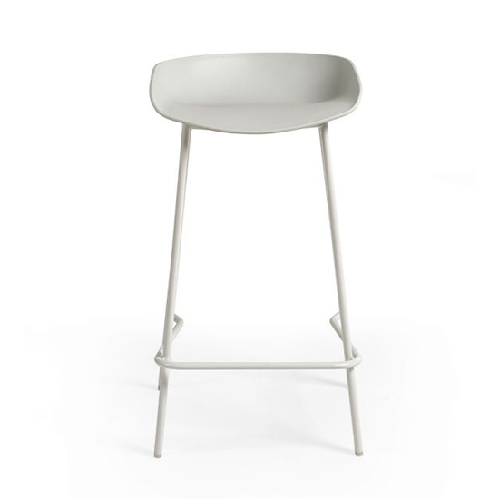 Reims Grey Plastic Bar Stool With Metal Legs In Pair