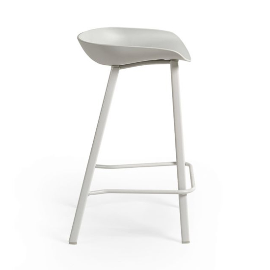 Reims Grey Plastic Bar Stool With Metal Legs In Pair