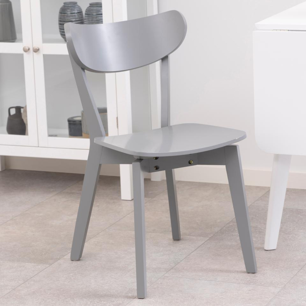 Reims Grey Wooden Dining Chairs In Pair