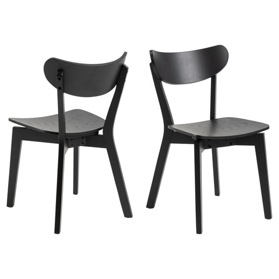 Product photograph of Reims Matt Black Rubberwood Dining Chairs In Pair from Furniture in Fashion