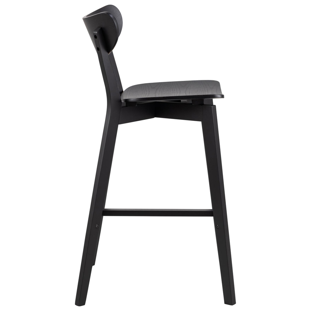 Reims Matt Black Wooden Bar Chairs In Pair