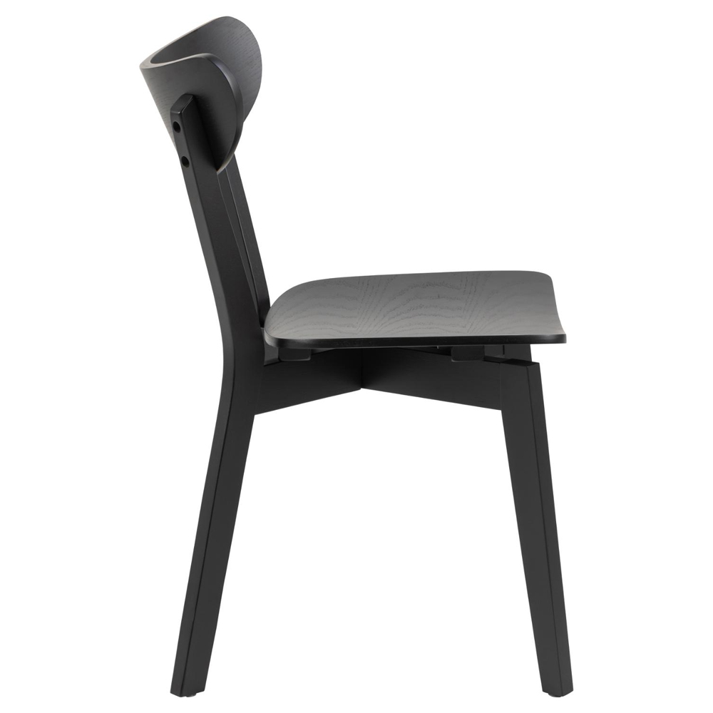 Reims Matt Black Wooden Dining Chairs In Pair