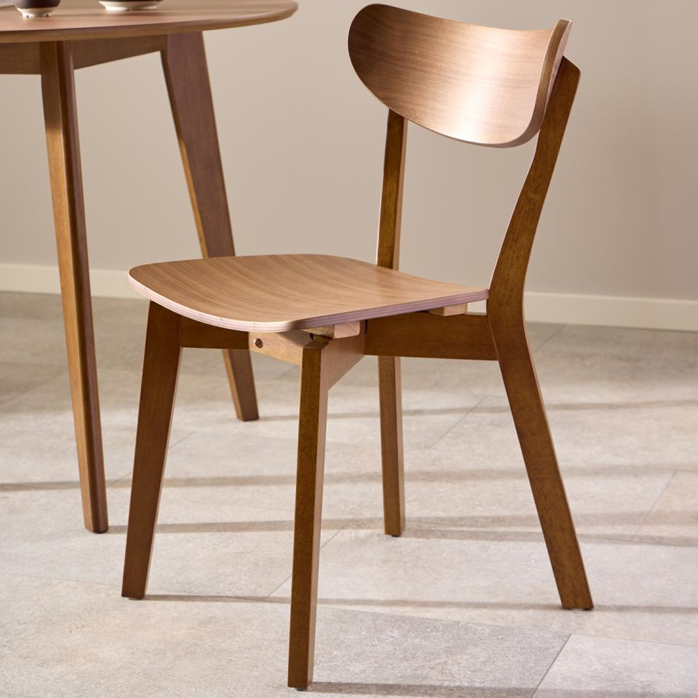 Reims Matt Walnut Wooden Dining Chairs In Pair