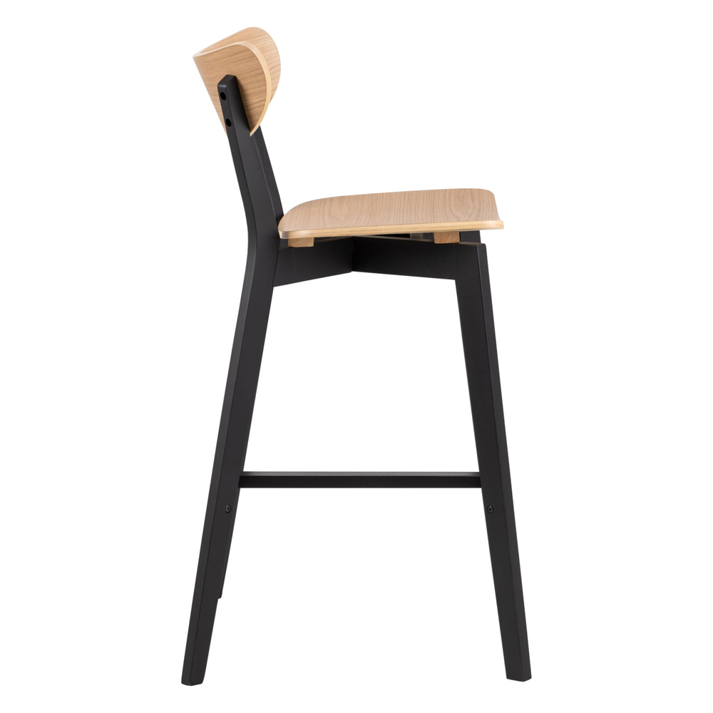 Reims Oak Black Wooden Bar Chairs In Pair