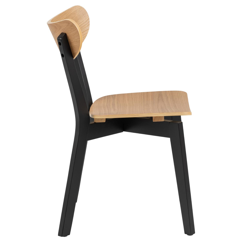 Reims Oak Black Wooden Dining Chairs In Pair