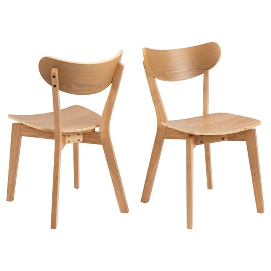 Product photograph of Reims Oak Rubberwood Dining Chairs In Pair from Furniture in Fashion