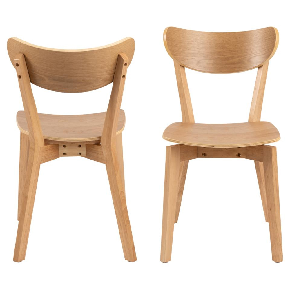 Reims Oak Wooden Dining Chairs In Pair