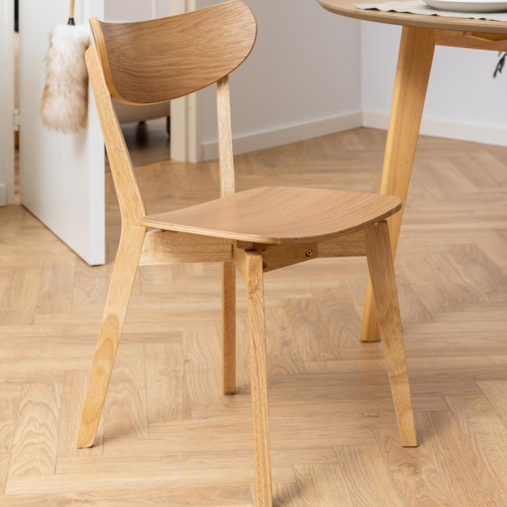 Reims Oak Wooden Dining Chairs In Pair