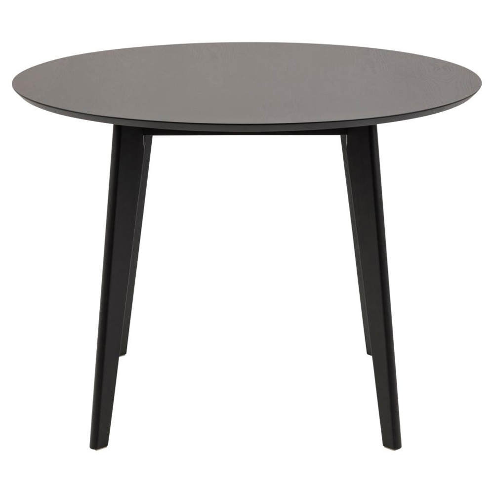 Reims Small Wooden Round Dining Table In Matt Black