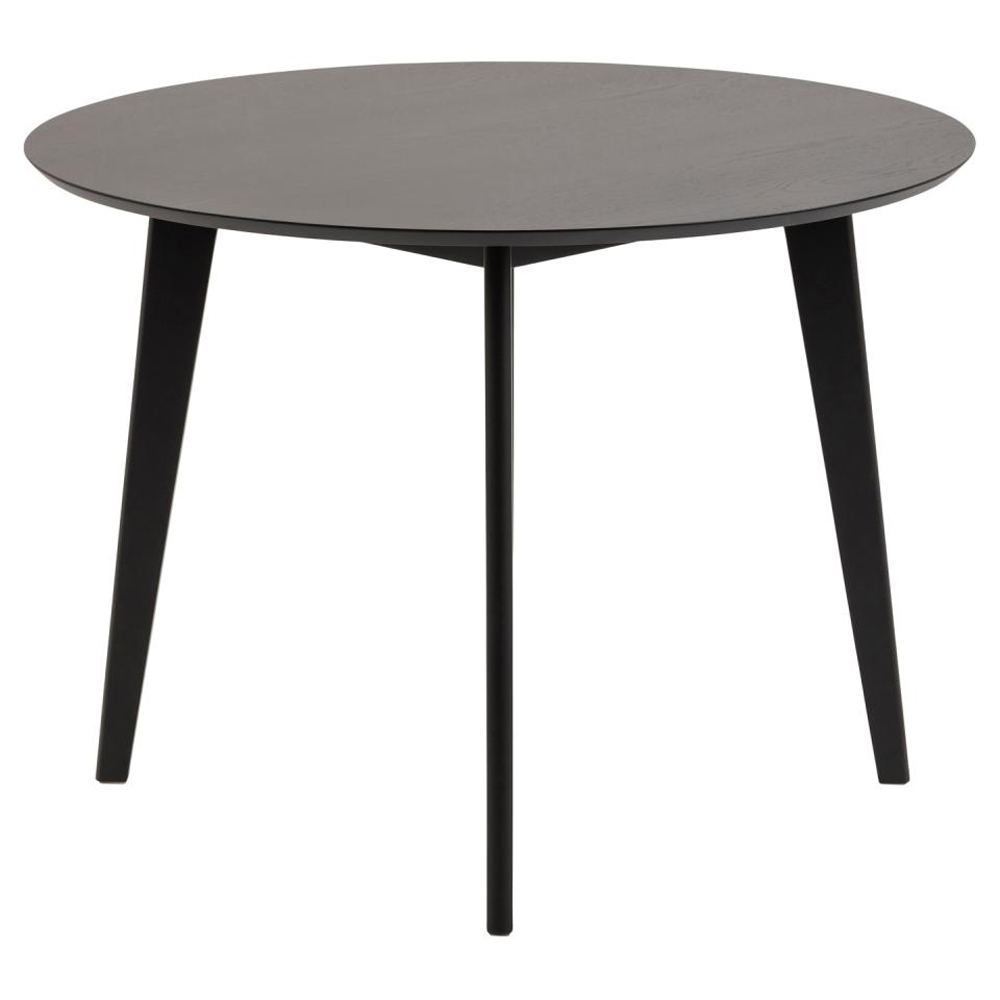 Reims Small Wooden Round Dining Table In Matt Black