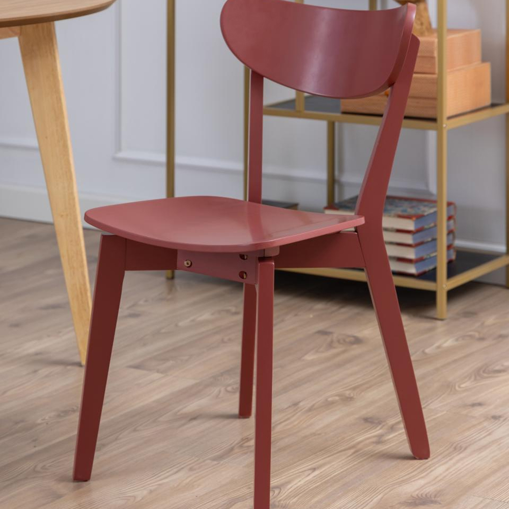 Reims Terracotta Wooden Dining Chairs In Pair