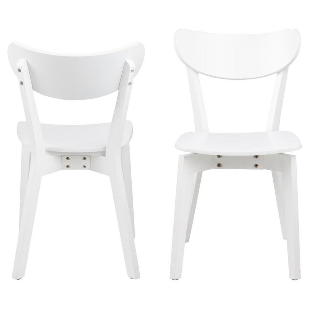 Reims White Wooden Dining Chairs In Pair