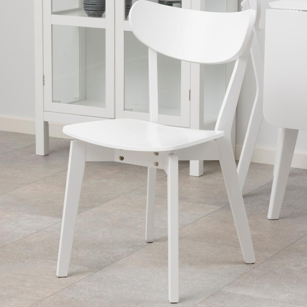 Reims White Wooden Dining Chairs In Pair