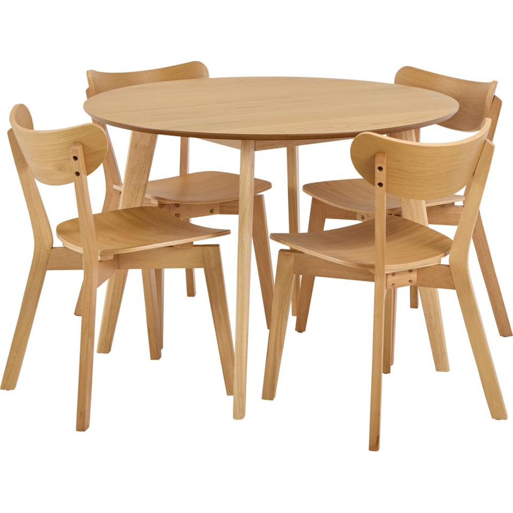 Reims Wooden Dining Table With 4 Chairs In Matt Oak