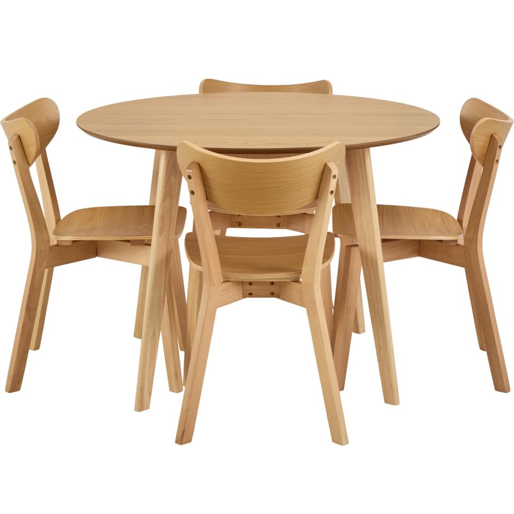 Reims Wooden Dining Table With 4 Chairs In Matt Oak