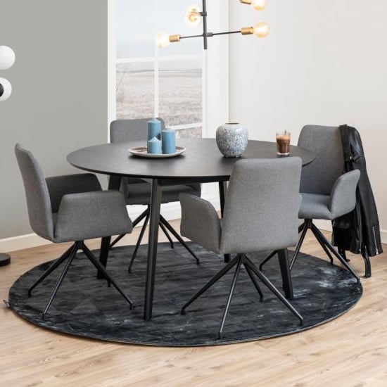 Reims Wooden Dining Table Round Large In Matt Black_6