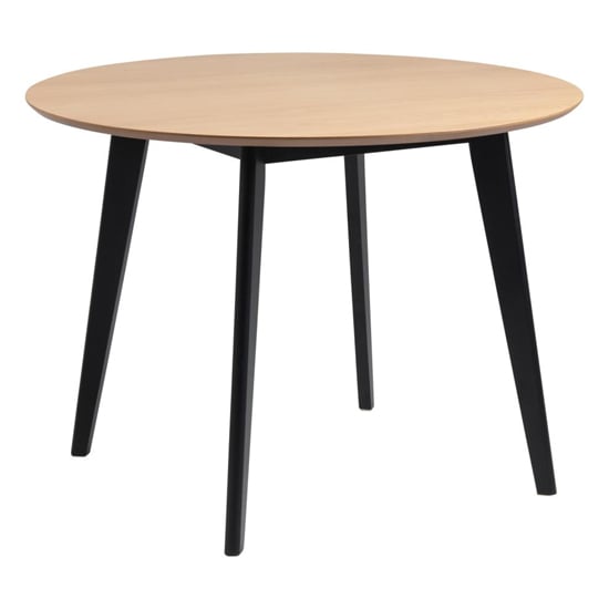 Reims Wooden Dining Table Round In Oak With Black Legs