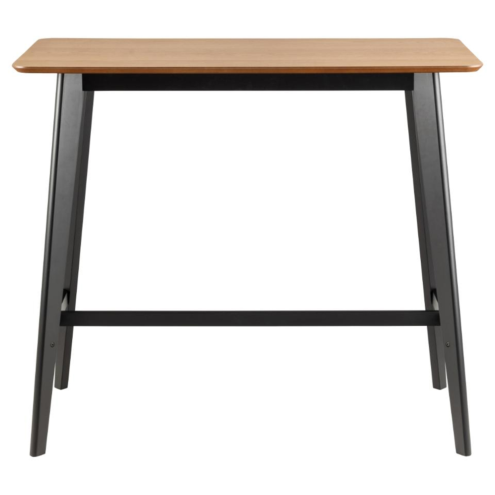 Reims Wooden Rectangular Bar Table With Black Legs In Oak