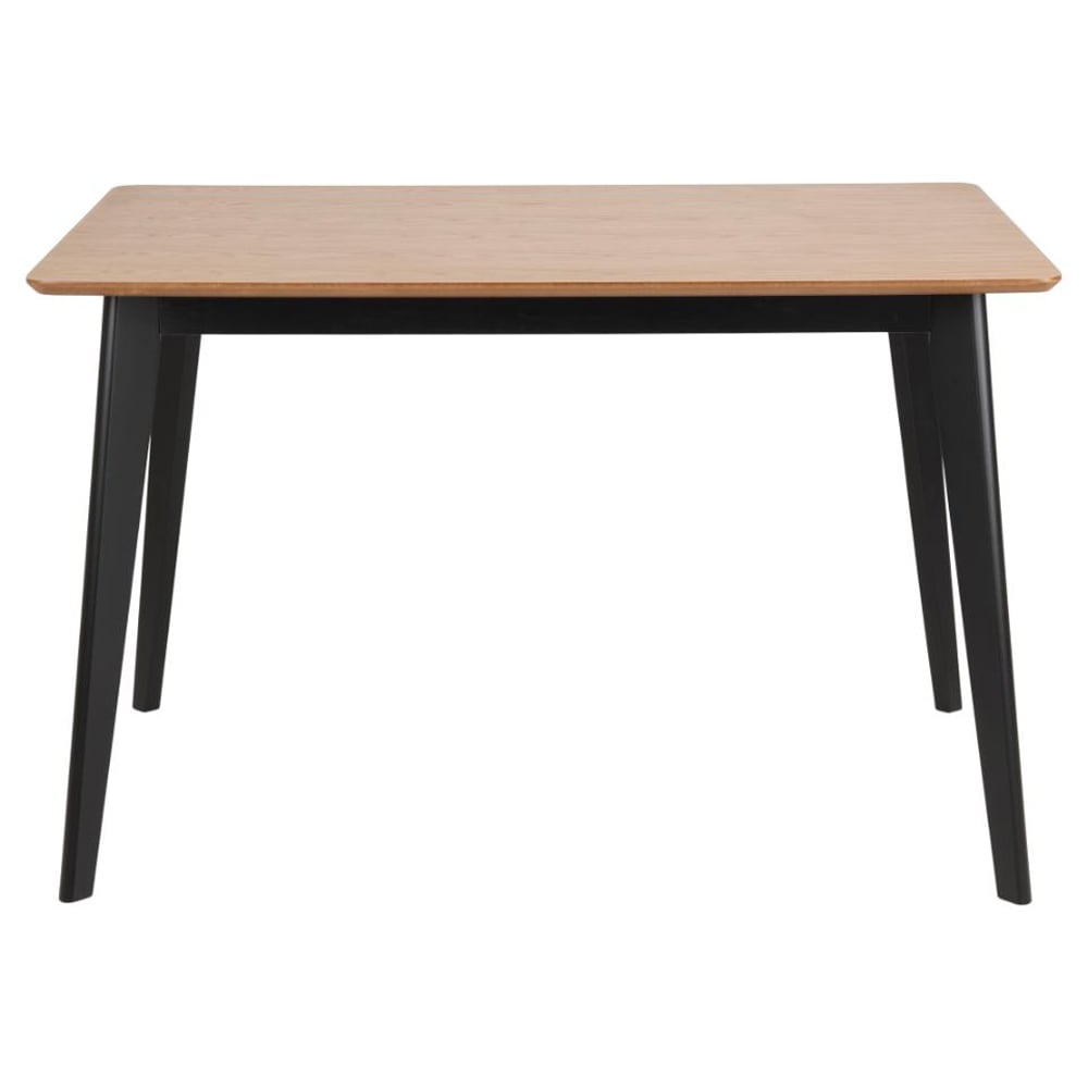 Reims Wooden Rectangular Dining Table In Oak And Matt Black