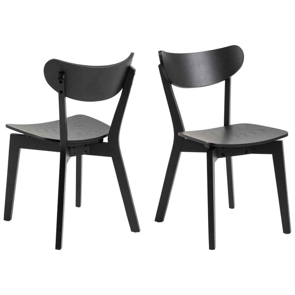 Reims Wooden Round Dining Table With 4 Chairs in Black