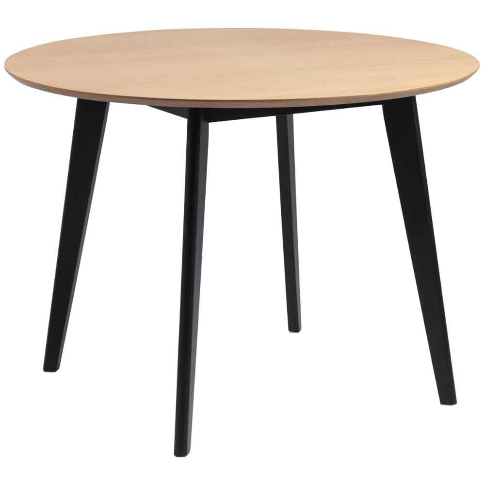 Reims Wooden Round Dining Table With 4 Chairs in Oak And Black