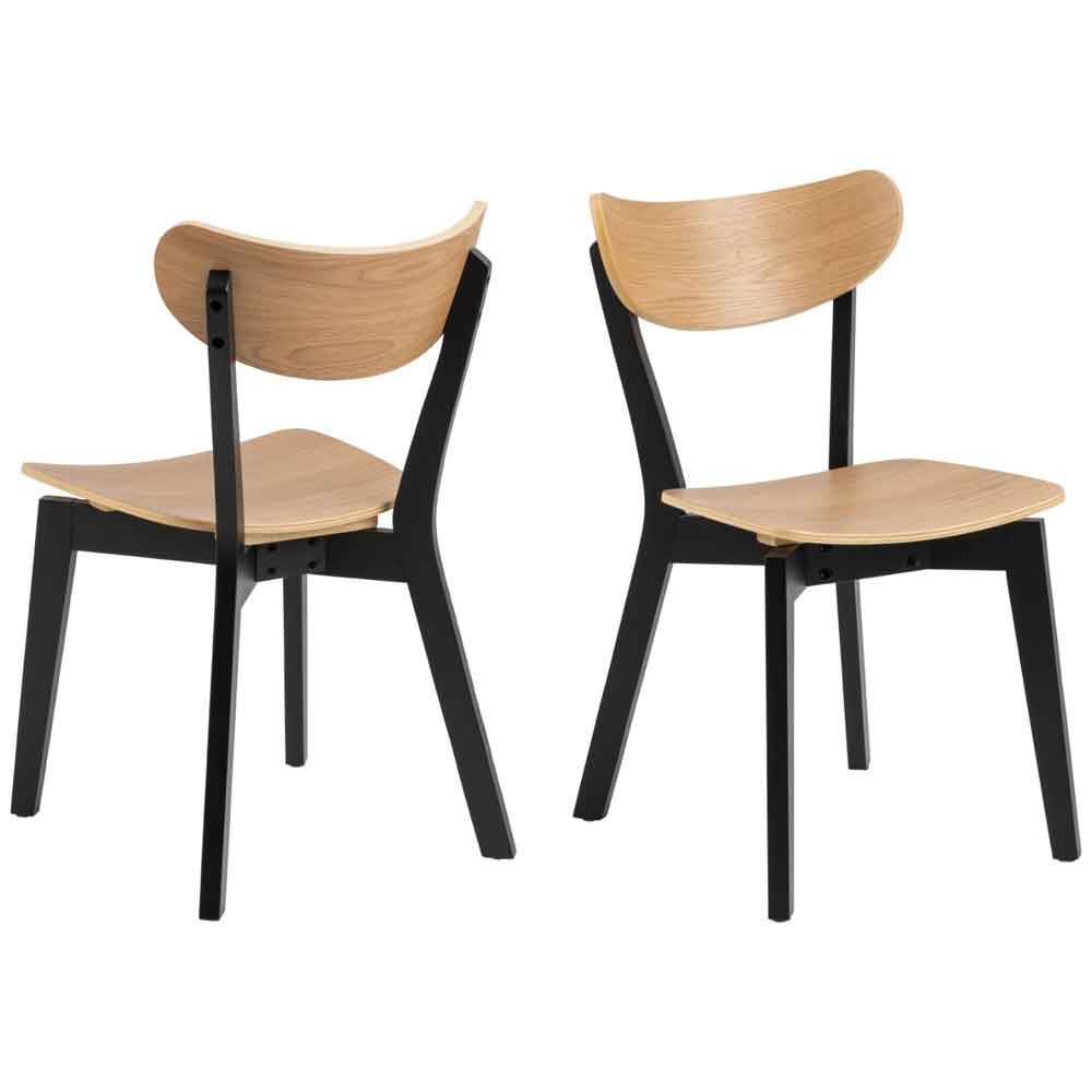 Reims Wooden Round Dining Table With 4 Chairs in Oak And Black