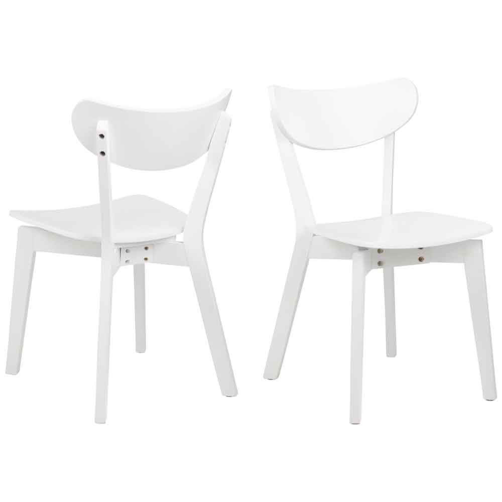 Reims Wooden Round Dining Table With 4 Chairs in White