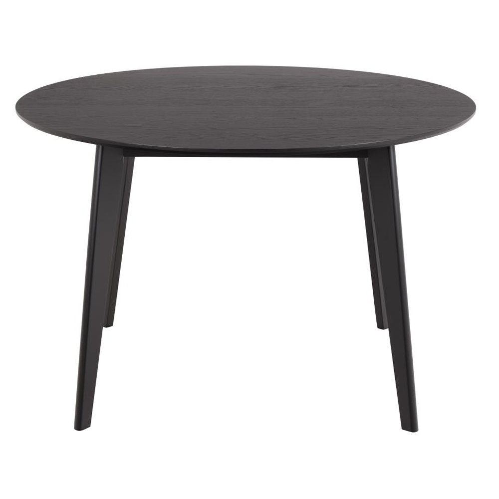 Reims Wooden Round Dining Table In Matt Black