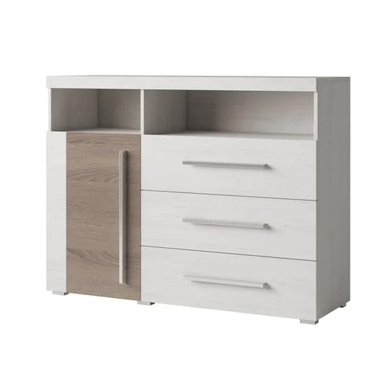 Reims Wooden Sideboard With 1 Door 3 Drawers In Andersen Pine