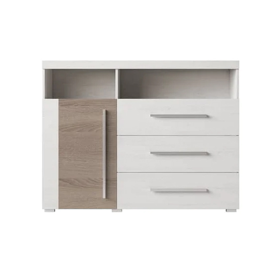 Reims Wooden Sideboard With 1 Door 3 Drawers In Andersen Pine