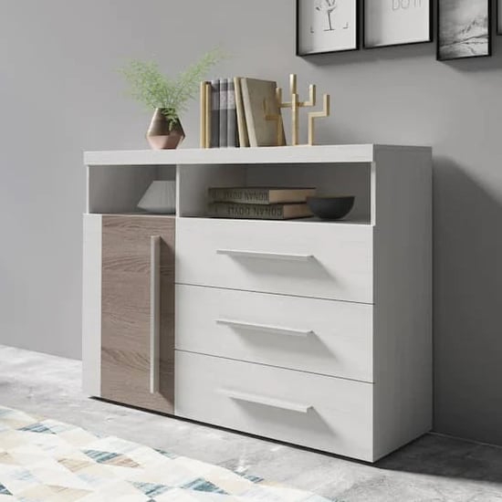 Product photograph of Reims Wooden Sideboard With 1 Door 3 Drawers In Andersen Pine from Furniture in Fashion