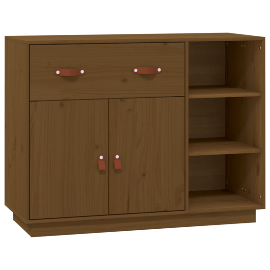 Reinier Pinewood Sideboard With 2 Doors 1 Drawer In Honey Brown